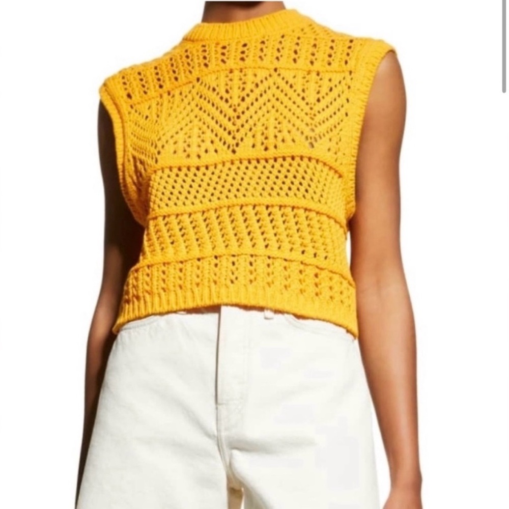 Rag & Bone Renee Sleeveless Open Knit Cropped Top